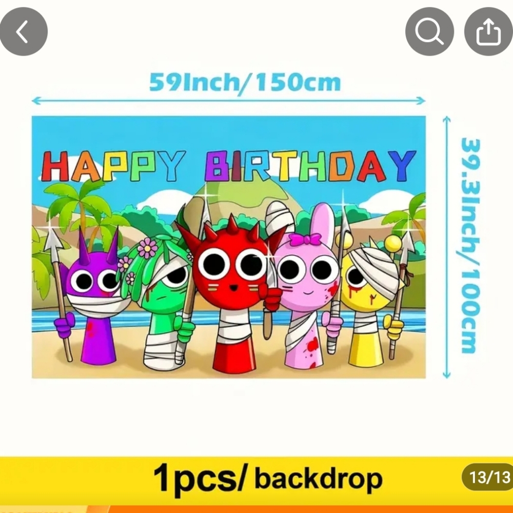 Sprunki Birthday Party Decorations Banner ONLY